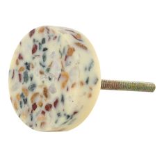 Cream Terrazzo Marble Round Cabinet Knobs
